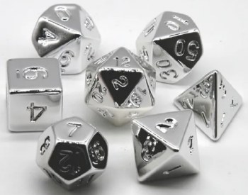 Silver Electroplating 7-Piece Dice Set
