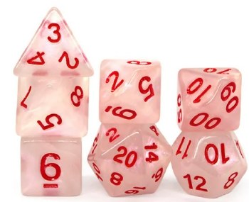 Dice Set Glitter Pink and Red 7-Piece
