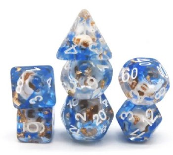 Dice Set Skull with Blue 7-Piece