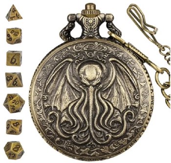 Mini Metal Dice Bronze Cthulhu Pokect Watch