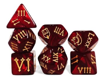 Dice Set Roman Armor Red and Gold 7-Piece Set