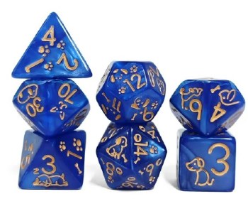Cute Dog Blue 7-Piece Dice Set
