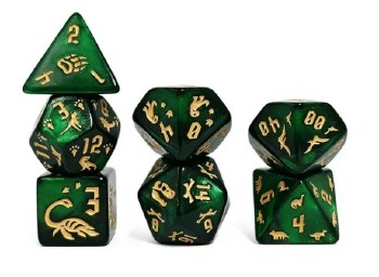 Dice Set Green Dinosaur 7-Piece Set