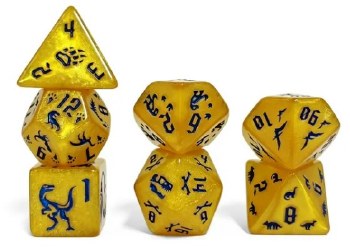 Dice Set Yellow Dinosaur 7-Piece Set