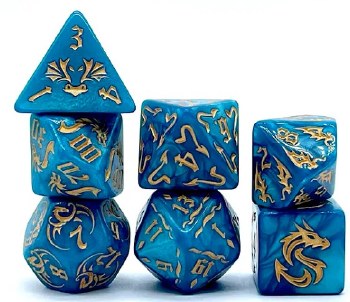 Dice Set Blue Flying Dragon 7-Piece Set