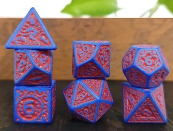 Dice Set Red and Blue Window 7-Piece Set