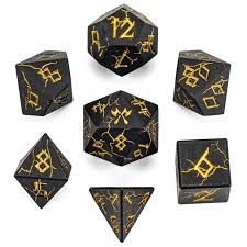 Barbarian Black with Gold Metal 7 Dice Set