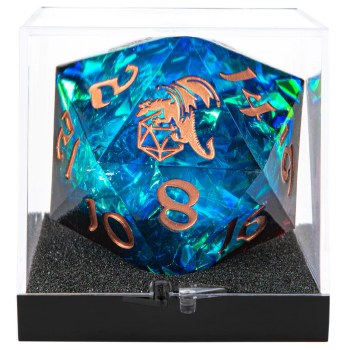 Blue & Red Sharp Edge Resin 55mm Chonk D20 Dice