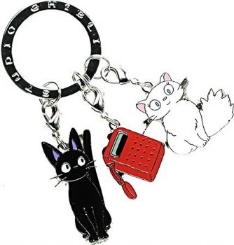 Studio Ghibli Kiki's Delivery Service Jiji, Radio and Lily Metal Key Ring