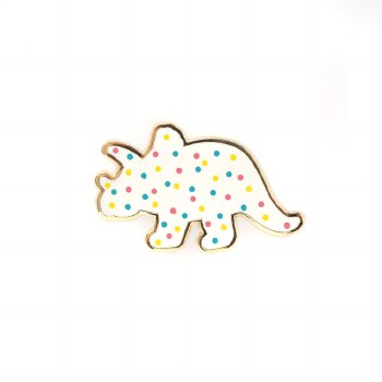 LuxCups Triceratops Dino Cookie Cloisonne Pin