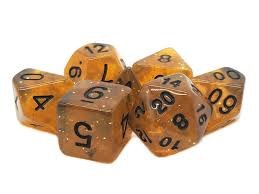 Spatkle Translucent Orange with Black 7-Dice Set
