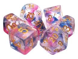 Nebula Rose Red and Blue 7-Dice Set
