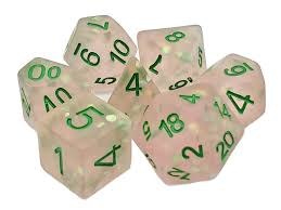 Infused Frosted Firefly Pink with Green 7-Dice Set