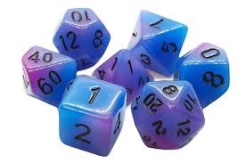 Glow Blue and Purple 7-Dice Set