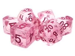 Luminous Pink Planet 7-Dice Set