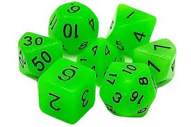 Glow Green 7-Dice Set