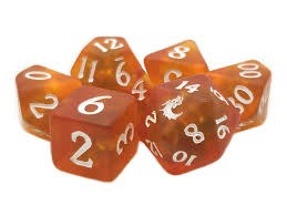 Infused Frosted Firefly Orange Burst 7-Dice Set