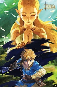 Legend of Zelda Breath of the Wild Zelda and Link 24" x 36" Poster