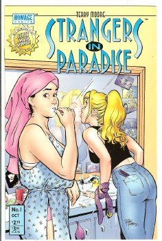 Strangers in Paradise (1996) #1 Bathroom Cover