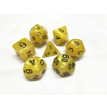 Yellow Pearl Dice Set w/ Black Numbers