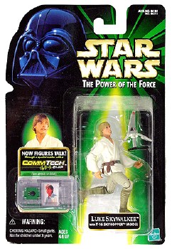 Star Wars Luke Skywalker with T-16 Skyhopper Model Power of the Force Commtech Chip Action Figure Star Wars Luke Skywalker with T-16 Skyhopper Model Power of the Force Commtech Chip Action Figure
