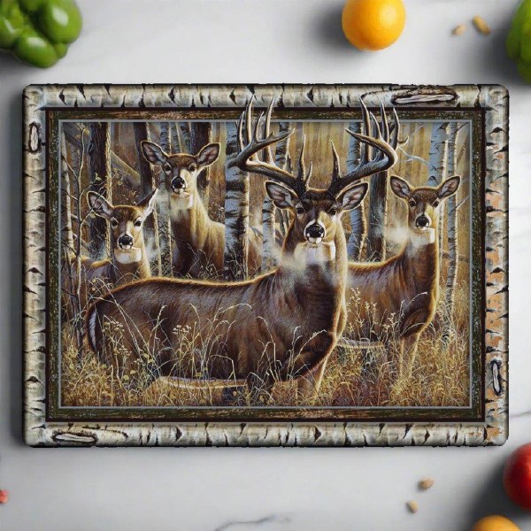 Rivers Edge Tempered Glass Cutting Board 12"x16" Multi Deer