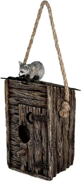 Rivers Edge Bird House Outhouse with Racoon