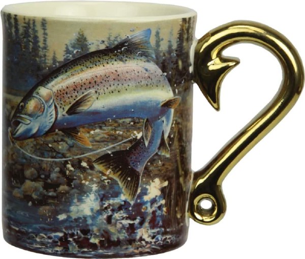 Rivers Edge Mug Rainbow Trout Hook Handle 15oz