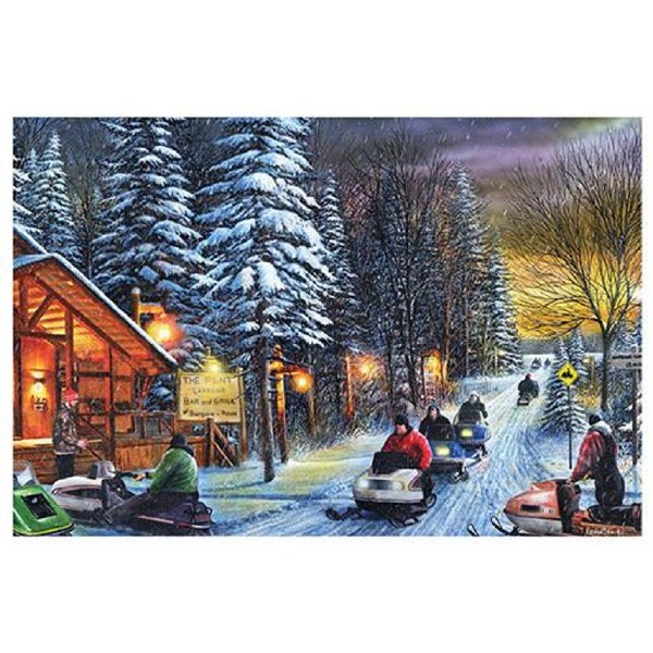 Rivers Edge Lighted Canvas Vintage Snowmobile