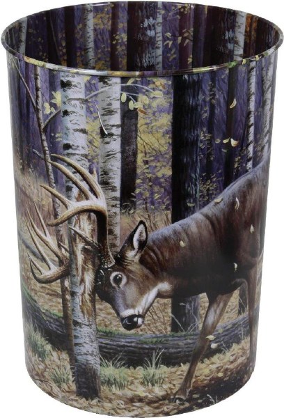 Rivers Edge Metal Waste Basket Deer Scene