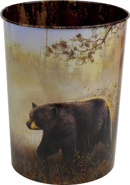 Rivers Edge Metal Waste Basket Bear Scene