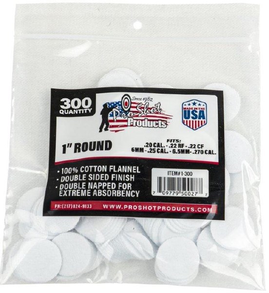Pro-Shot Round Patches 1" .22 to .270 Cal