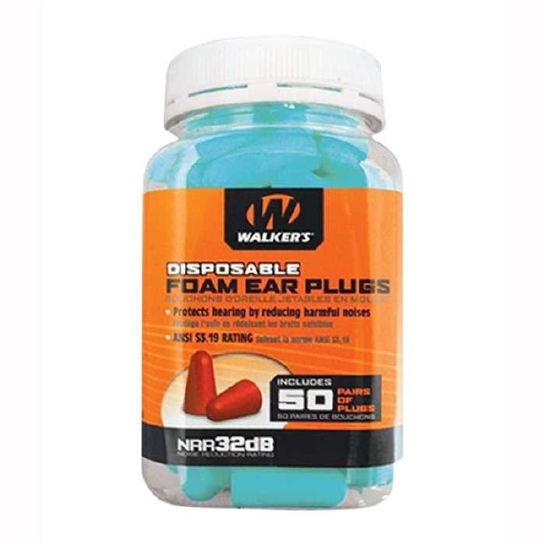 Walker's Disposable Foam Ear Plugs NRR33dB 50pk