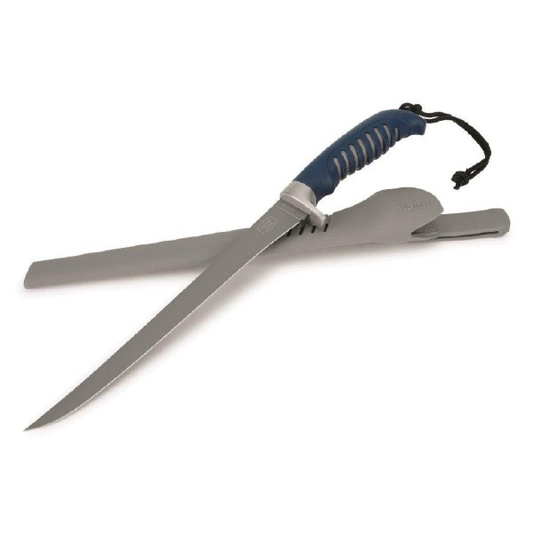 Buck Knife Silver Creek Fillet 9" Coated Clade Blue Rubber Handle w/Sheath
