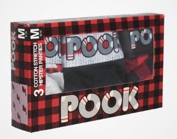 Pook Women's Underwear 3pk - Black/Red Plaid/Beaver Small