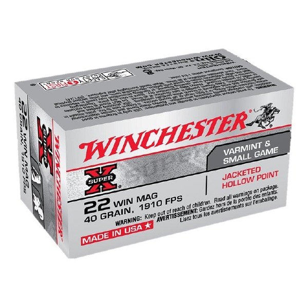 Winchester 22 WMR 40gr JHP Varmint 1910 FPS