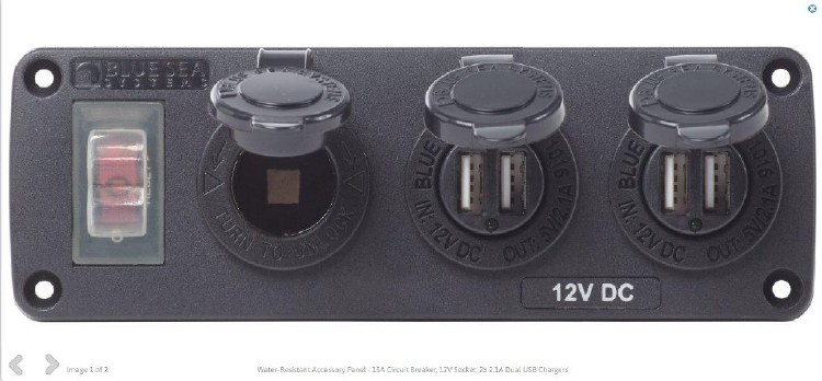 Blue Sea Systems Water-Resistant Accessory Panel 2-USB 1-Socket