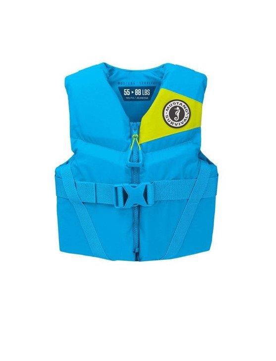 Mustang Youth Foam Vest 55-88Lbs Azure Blue