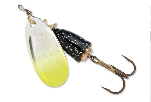 Blue Fox Classic Vibrax #1 Chartreuse Tipped/Silver Flake 1/8oz