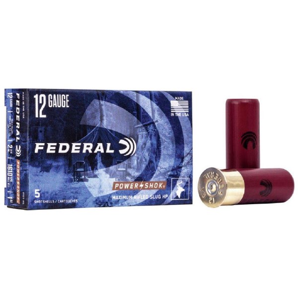 Federal Power Shok 12ga 2.75" Maximum Rifled Slug HP 1oz