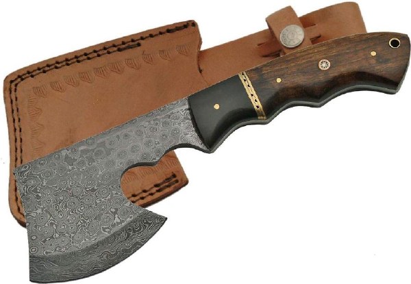 SZCO Damascus Hatchet 9.5" w/Leather Sheath