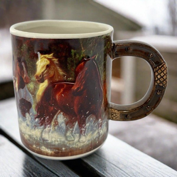 Rivers Edge Ceramic 3D Deluxe Mug 15oz Horse Scene