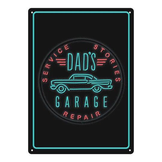 Rivers Edge Tin Sign 12" x 17" Dad's Garage