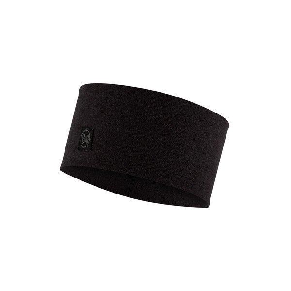 Buff merino Wide Headband Solid Black