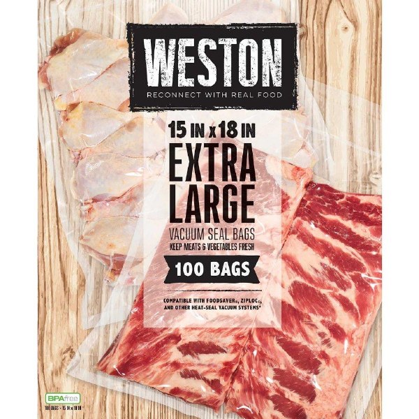 Weston Extra Large Vacuum Sealer Bags 15"x18" 100 Bags