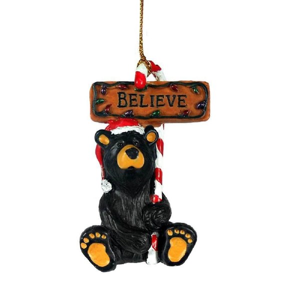Bearfoots Ornament Believe Sign Bear