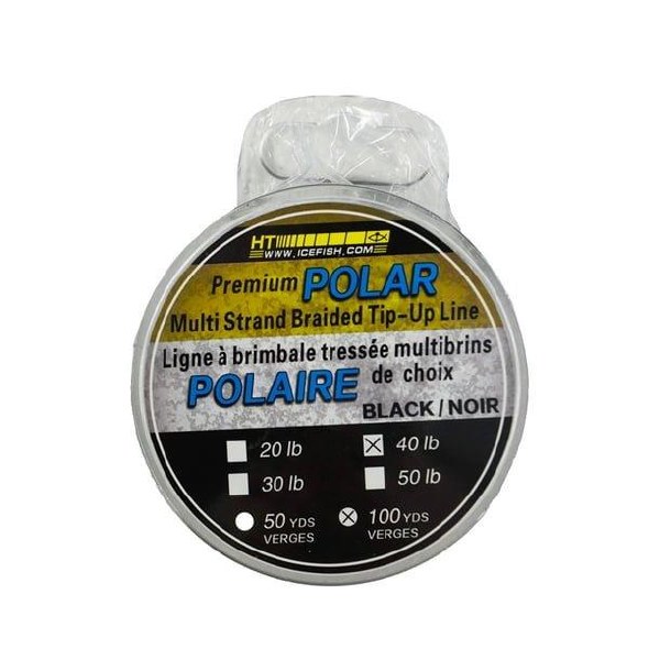 HT Fishing Premium Polar Ice Line Braided 20lb 100yrd Black