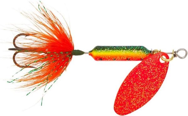 Yakima Wordens Rooster Tail Dressed 1oz Shimmer Fire Tiger