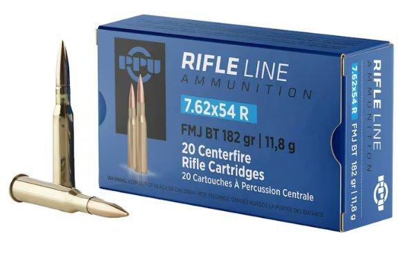 PPU Rifle Line 7.62x54R FMJ BT 182gr 20ct