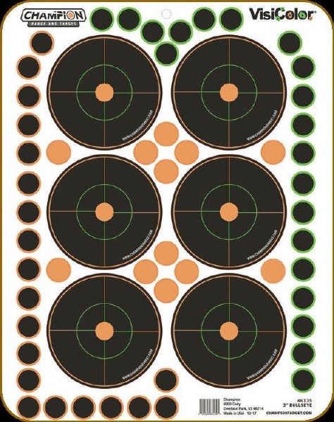 Champion VisiColor Adhesive 6x3" Bullseye Target w/Pasters